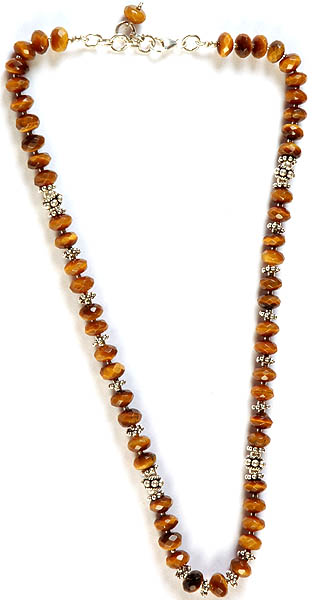 Faceted Tiger Eye Beaded Necklace
