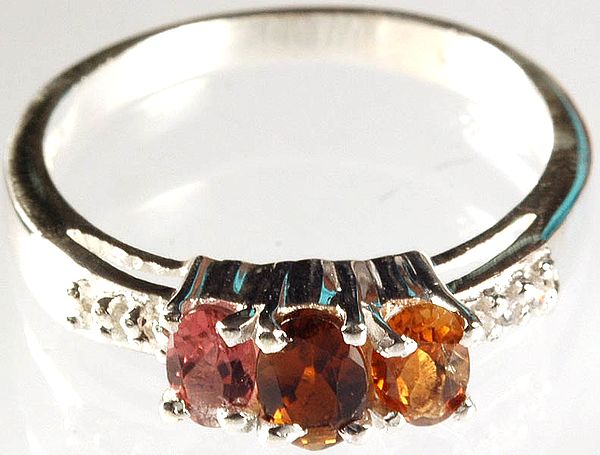 Faceted Tourmaline Finger Ring (Mixed Colors)