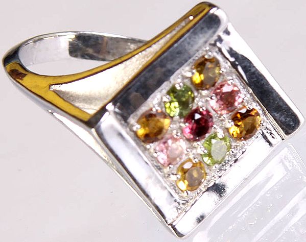 Faceted Multi-color Tourmaline Ring