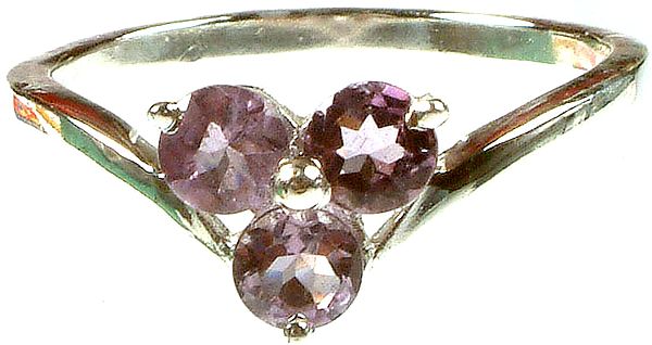 Faceted Triple Amethyst Ring