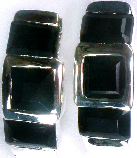 Faceted Triple Black Onyx Earrings
