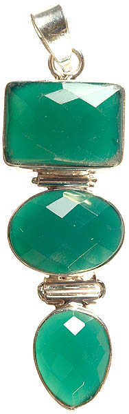 Faceted Triple Green Onyx Pendant