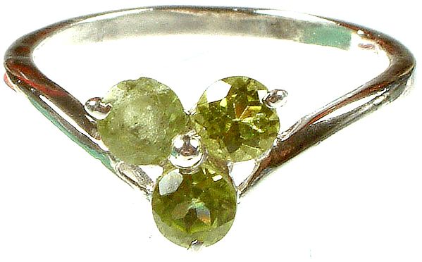 Faceted Triple Peridot Ring