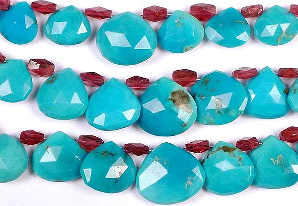 Faceted Turquoise Briolette with Garnet