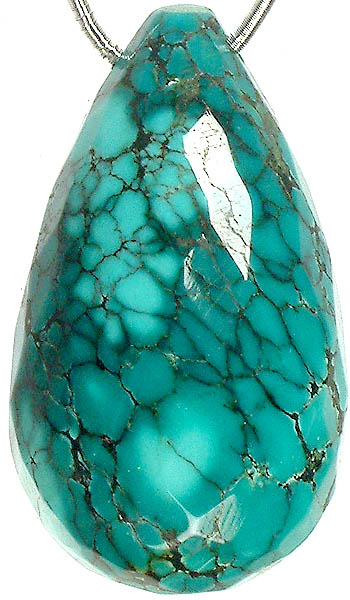 Faceted Turquoise Drop with Spider's Web<br>(Price Per Piece)