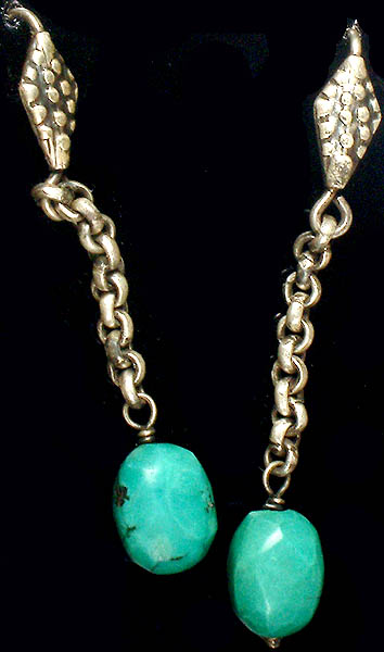 Faceted Turquoise Tumble Antiquated Earrings