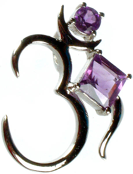 Faceted Twin Amethyst Om (AUM) Pendant