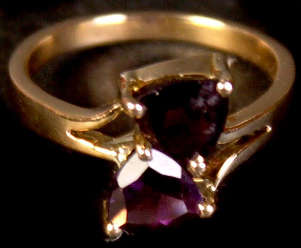 Faceted Twin Amethyst Ring