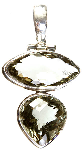 Faceted Twin Green Amethyst Pendant
