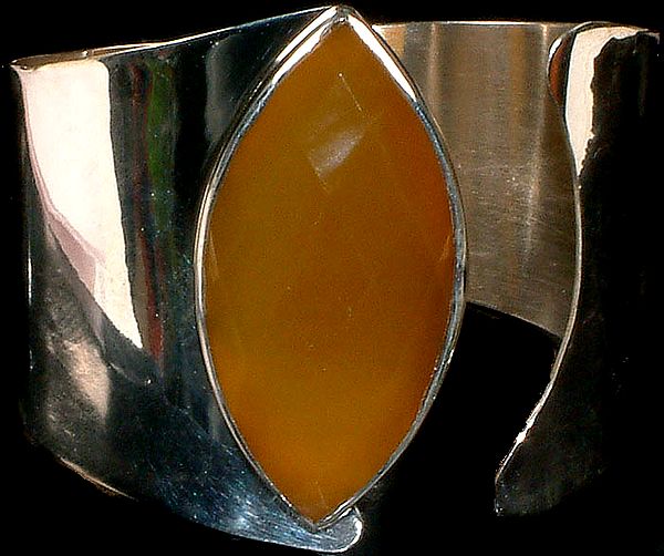 Faceted Yellow Chalcedony Cuff Bracelet