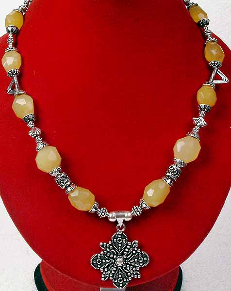 Faceted Yellow Chalcedony Necklace
