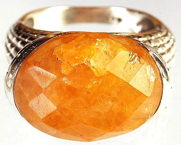 Faceted Yellow Chalcedony Ring