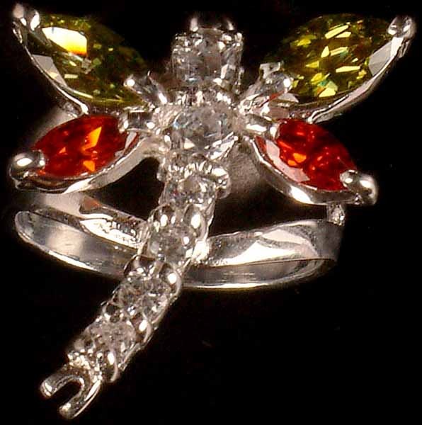 Faceted Zircon Dragon Fly Ring