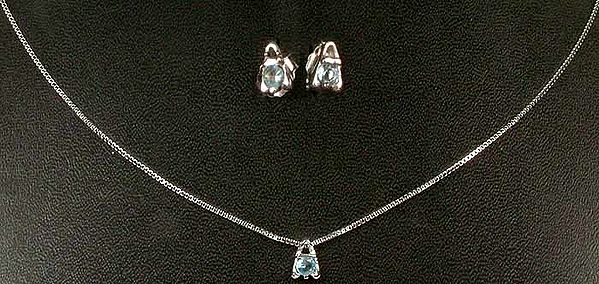 Faceted Zircon Necklace & Earrings Set