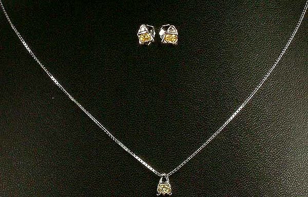 Faceted Zircon Necklace with Matching Earrings
