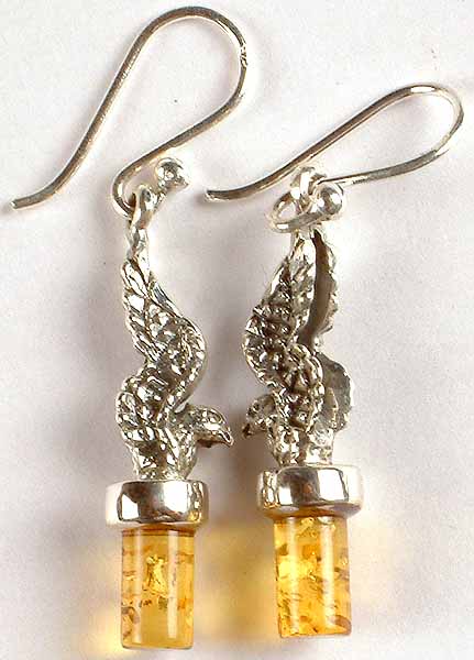 Falcon Earrings with Amber