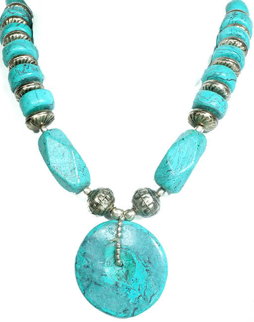 Faux Turquoise Beaded Necklace