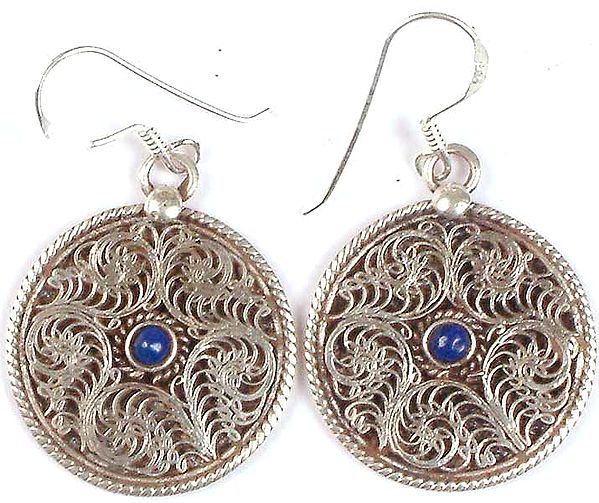 Filigree Earrings with Central Lapis Lazuli