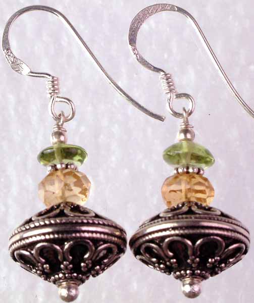 Filigree Earrings with Peridot and Citrine