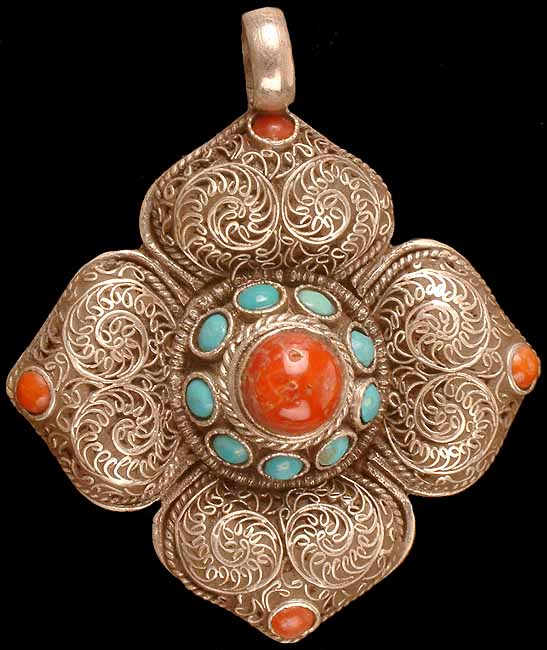 Filigree Lotus Pendant from Nepal