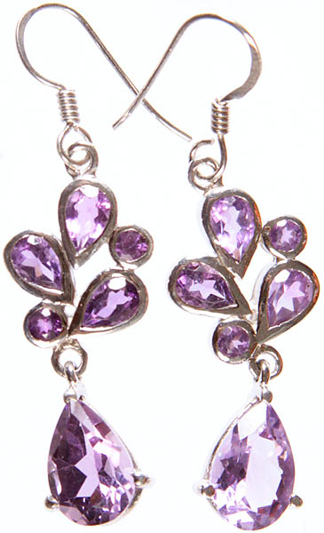 Fine Cut Amethyst Earrings with Charms
