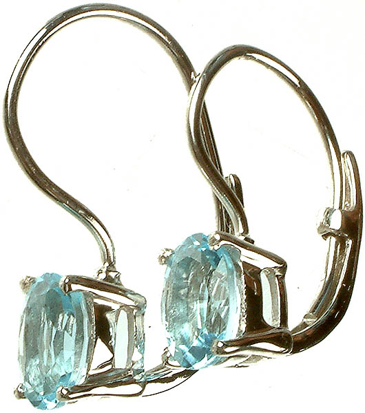 Fine Cut Blue Topaz Earrings