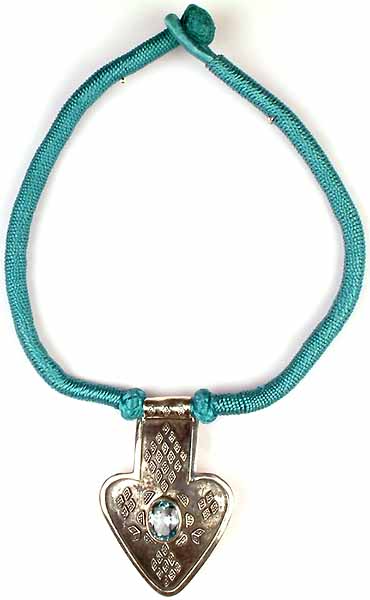Fine Cut Blue Topaz Necklace with Matching Cord