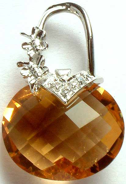 Fine Cut Citrine Handbag Pendant
