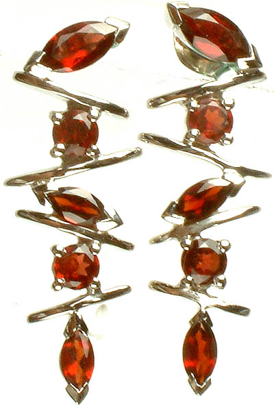 Fine Cut Garnet Designer Earrings