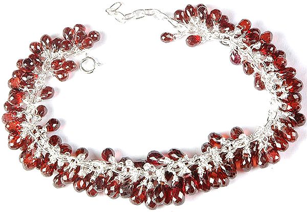 Fine Cut Garnet Drops Bunch Bracelet