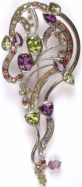 Fine Cut Gemstone Designer Pendant Cum Brooch