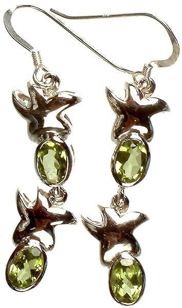 Fine Cut Peridot Earrings with Starfishes