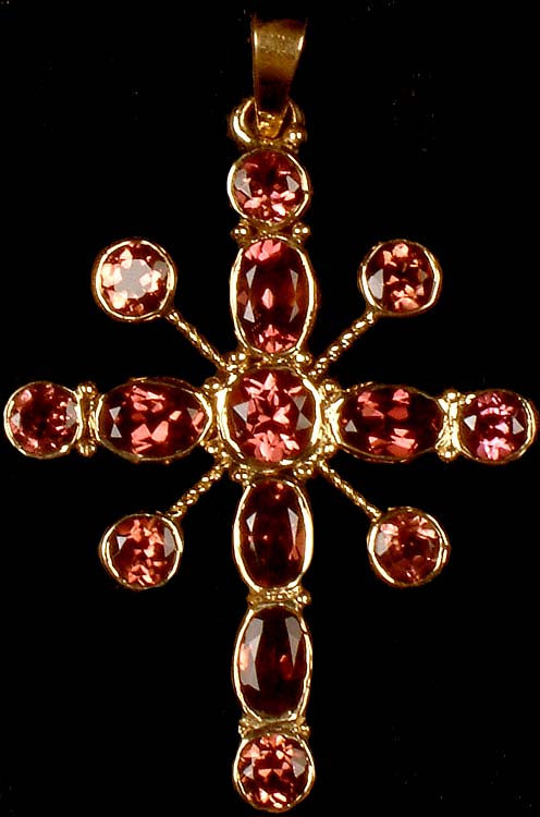 Fine Cut Pink Tourmaline Celtic Cross Pendant