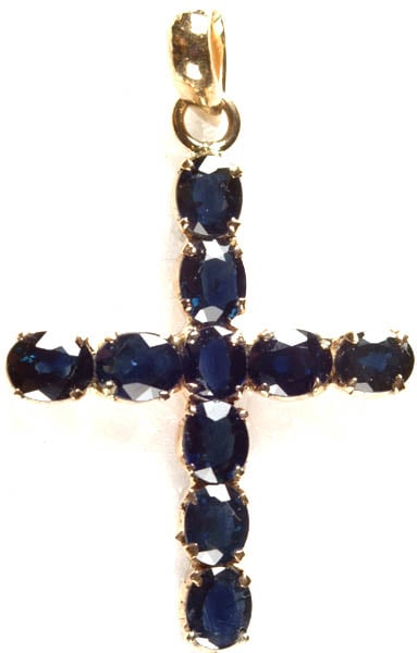 Fine Cut Sapphire Cross Pendant