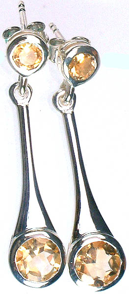 Fine Cut Twin Citrine Earrings