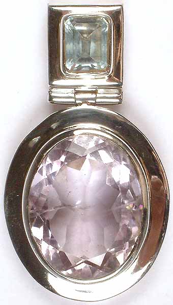 Fine Faceted Amethyst Pendant with Blue Topaz