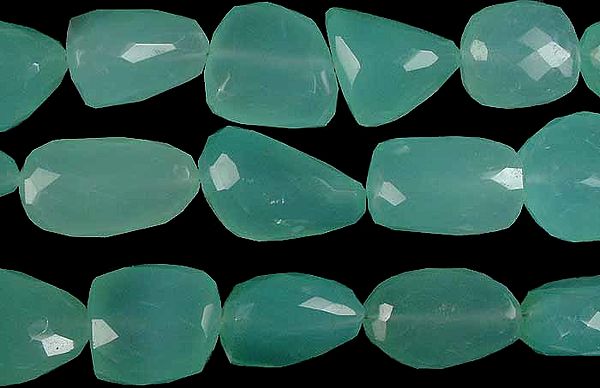 Fine Sea-Blue Chalcedony Faceted Tumbles
