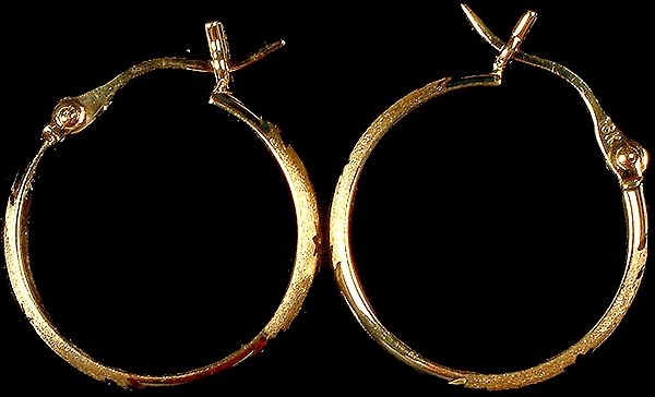Finely Crafted Hoop Earrings with Incised Leaves
