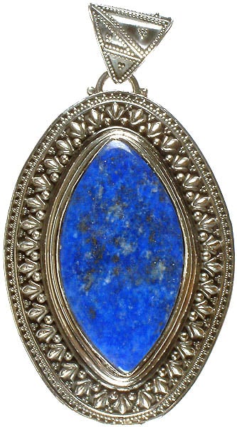 Finely Worked Lapis Lazuli Pointed Oval Large Pendant