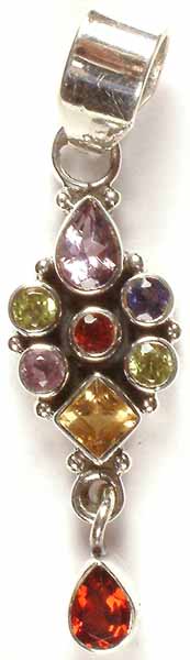 Five Color Faceted Gemstone Pendant