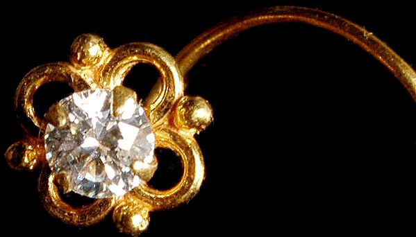 Floral Nose Pin with Cubic Zirconia