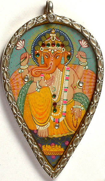 Ganesha on Pipal Leaf Pendant