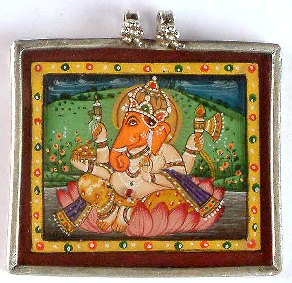 Ganesha Seated on a Lotus in Cosmic Waters
