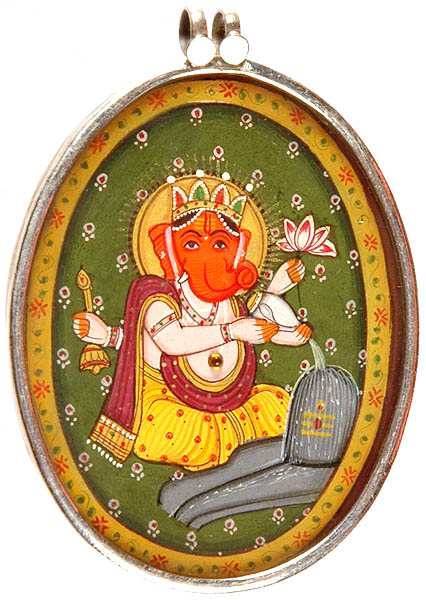 Ganesha Worshipping Shiva Linga