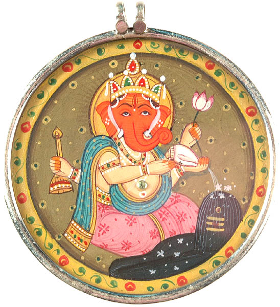 Ganesha Worships Shivalinga (Pendant)