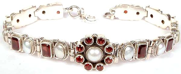 Garnet & Pearl Bracelet