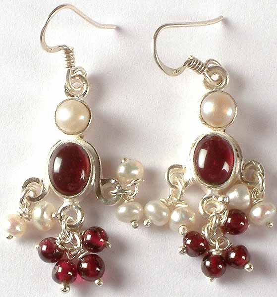 Garnet & Pearl Earrings