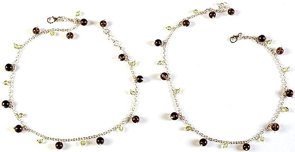 Garnet and Peridot Anklets (Price Per Pair)