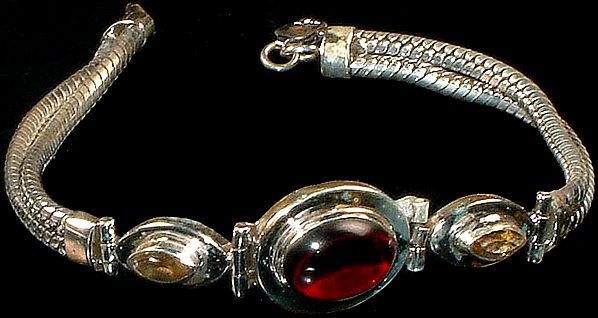 Garnet Bracelet with Twin Citrine
