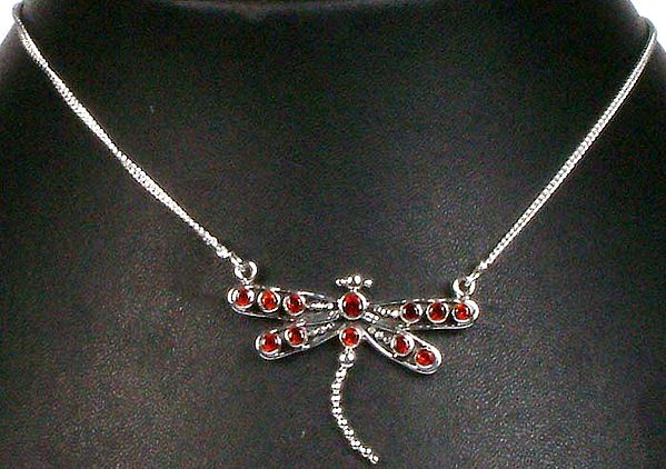 Garnet Dragonfly Necklace